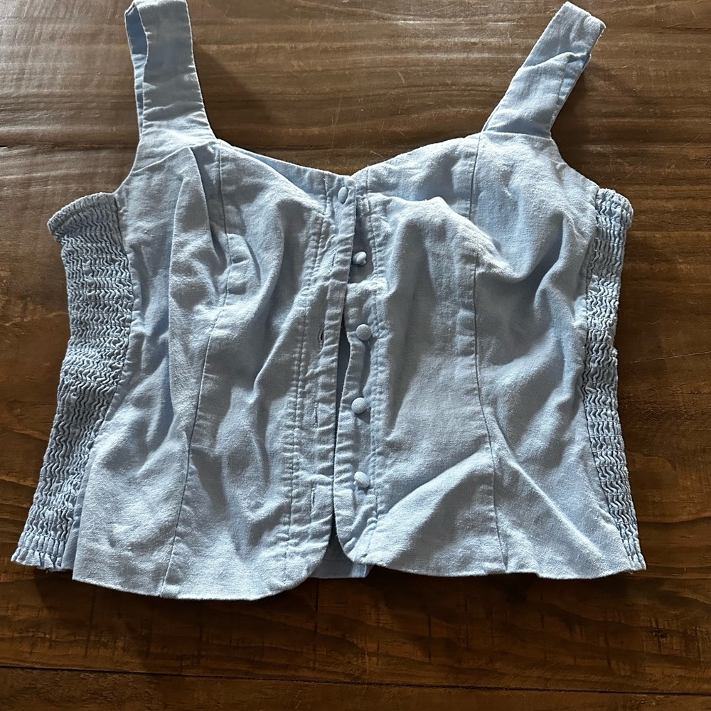 Old Navy Light Blue Button-Up Tank Top